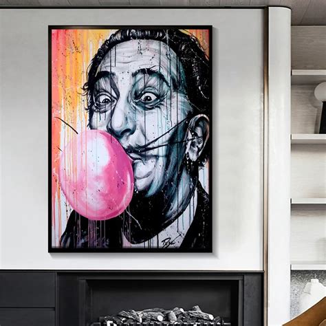 Grafiti de acuarela Salvador Dalí pintura en lienzo carteles impresos