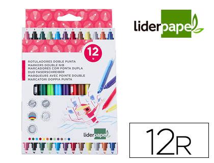 Rotulador Liderpapel Duo Doble Punta Fina Y Gruesa Caja De 12COLORES