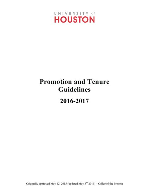 Promotion And Tenure Guidelines 2016 2017