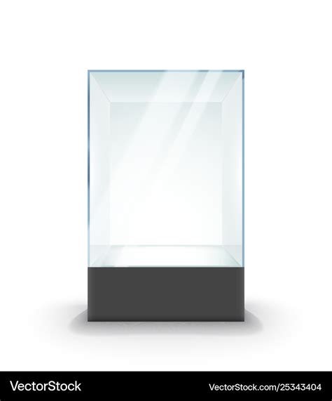 Empty Glass Showcase On Pedestal Museum Glass Box Vector Image