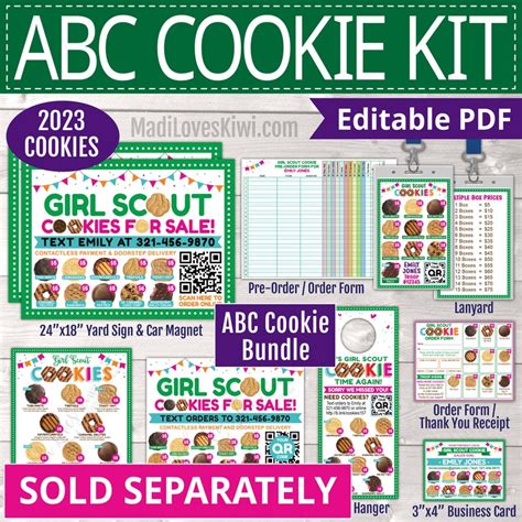 2023 ABC Girl Scout Cookie Order Form Printable Editable Sale Etsy