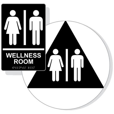 Ada Wellness Room Sign Set With Braille Rre 50820dctssetwhtonblk