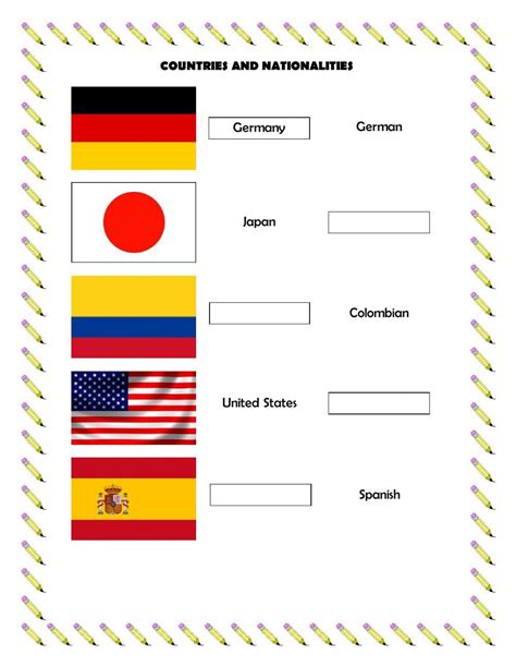 Actividad Interactiva De Countries And Nationalities Para Grade 4