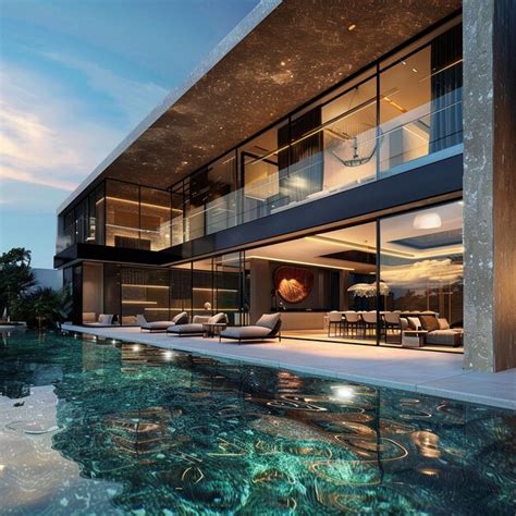 Premium Photo | Modern luxury house design with swimming pool