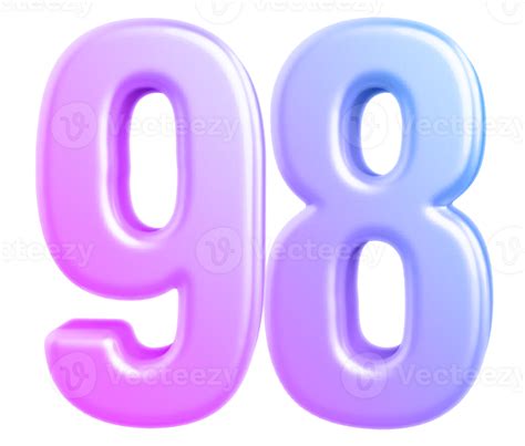 3d Number 98 Gradient 36309125 Png