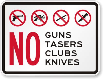 No Guns Signs No Weapons Signs No Firearms Signs