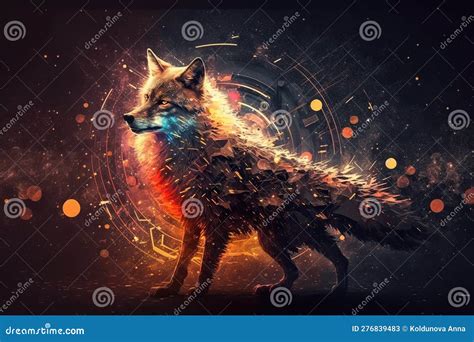 Disco Fox Created With Generative Ai Technology Stock Illustration