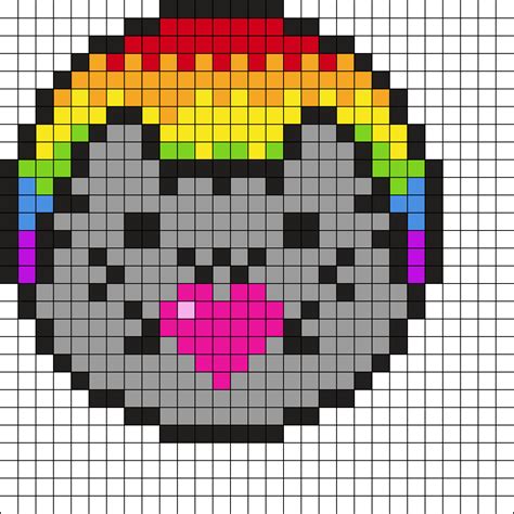 Pusheen With Rainbow Perler Bead Pattern Bead Sprites Characters