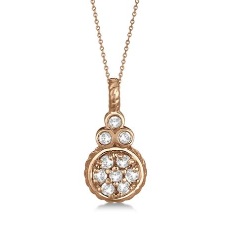 Round Vintage Diamond Pendant Necklace 14k Rose Gold 0.15ct - Allurez