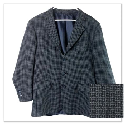 Jones New York Jones New York Men 40r Sport Coat Navy Blue Gray Check Wool Grailed