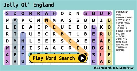 Jolly Ol England Word Search