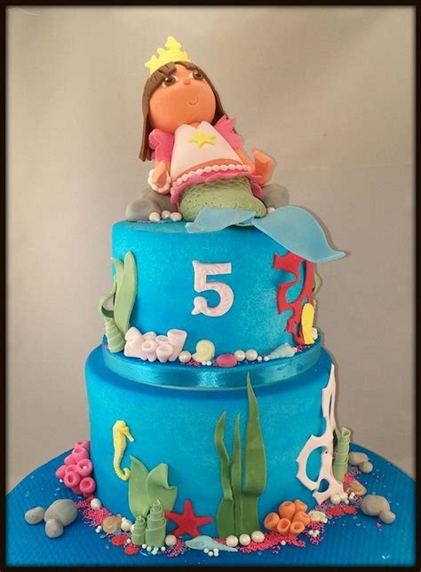 Dora Mermaid Cake - Decorated Cake by Helenmarie's Cake - CakesDecor