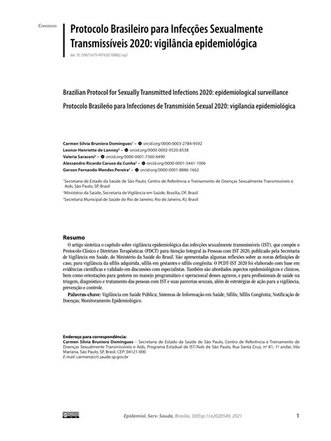 Pdf Protocolo Brasileiro Para Infecções Sexualmente Transmissíveis