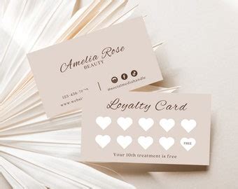 Beauty Loyalty Card Template DIY Reward Cards Minimalist Salon Stamp