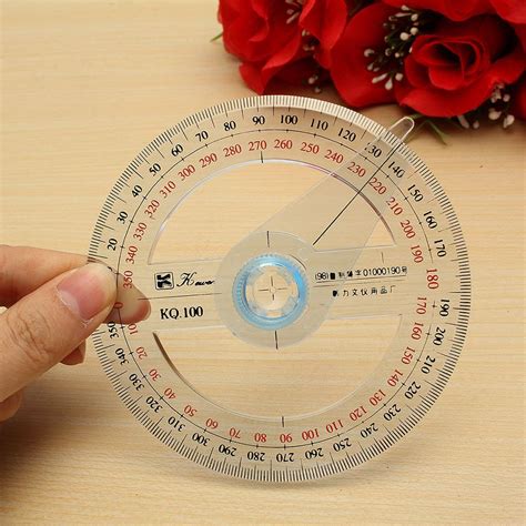 Plastic Round Ruler Patchwork Ruler 360 Degree Pointer Protractor Ruler