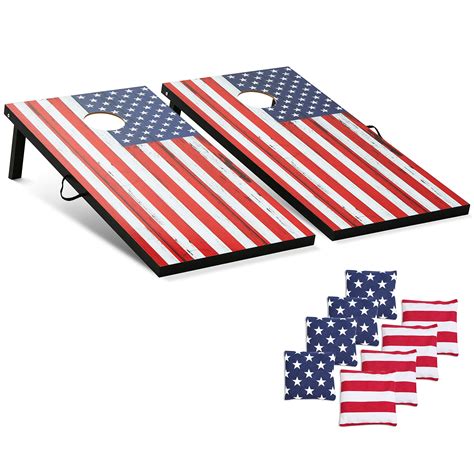 Cornhole Outdoor Games Set Flag Cornhole Boards Design With 8 Cornhole Bags And Carry Handle