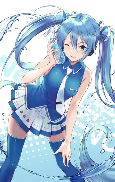 Anime Girls Twintails Blue Hair Vocaloid Hatsune Miku Women With