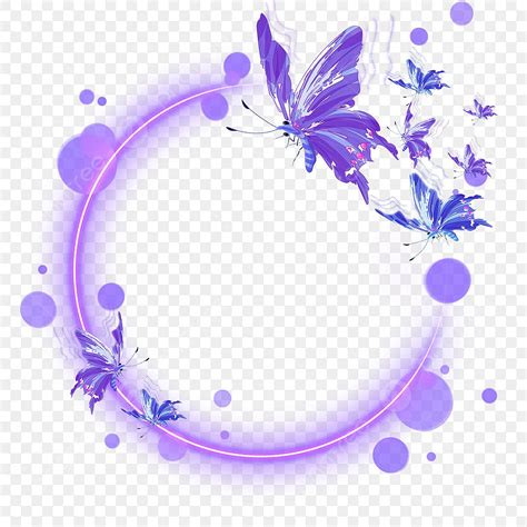 Purple Rounded Border PNG Transparent, Round Purple Abstract Butterfly Border, Abstract ...