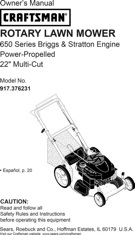 Craftsman 917376231 User Manual Lawn Mower Manuals And Guides 1105207l