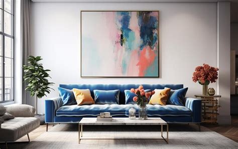 Premium Photo | Modern Elegance Contemporary Living Room with a Blue Sofa