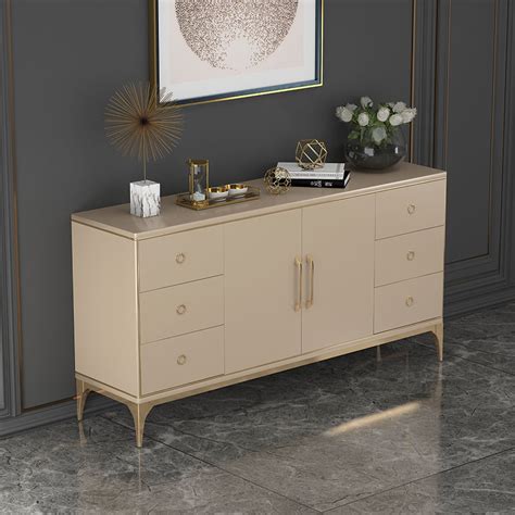 Modern Champagne Sideboard Buffet Doors Drawer Kitchen