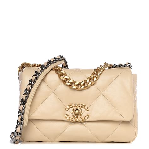 Chanel Goatskin Quilted Medium Chanel Flap Light Beige