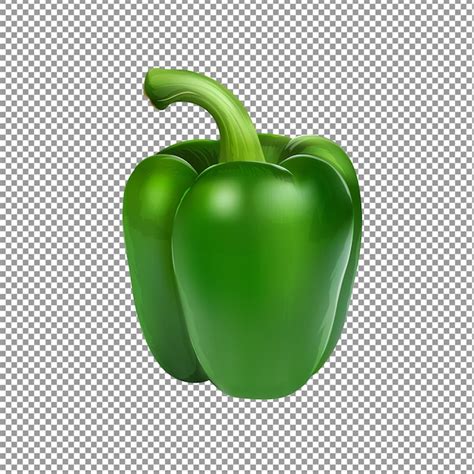 Premium PSD Single Green Bell Pepper With Stem On Transparent Background