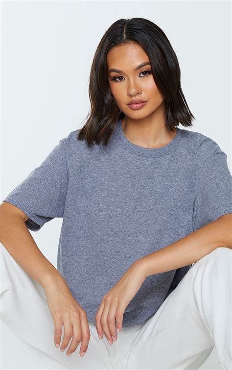 Grey Marl T Shirt Tops Prettylittlething Usa