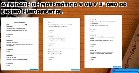 Arquivo De Atividade De Matemática Verdadeiro Ou Falso 3º Ano Do Ensino