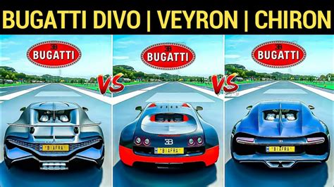 Fh4 Drag Race Bugatti Chiron Vs Bugatti Veyron Vs Bugatti Divo Youtube