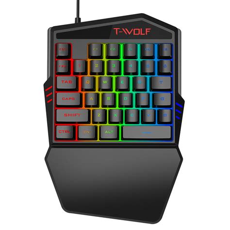 T Wolf T Wired One Handed Gaming Keyboard Key Colorful Rgb