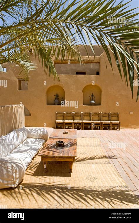 Palm Tree With Couch In Hotel Hotel Kinooz Shali Siwa Oasis Libyan