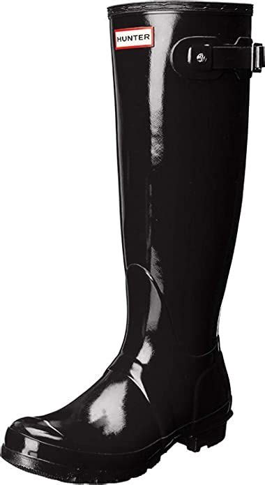 HUNTER Women S Original Tall Gloss Black Knee High Rubber Rain Boot