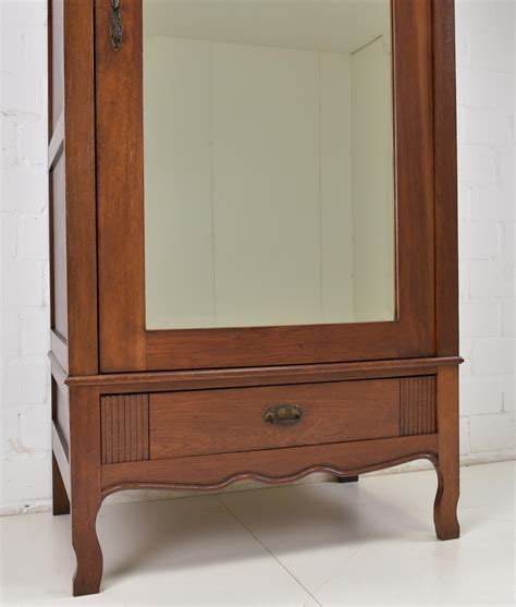 Art Deco Single Door Wardrobe Floorboard Narrow In Oak 1930 For Sale