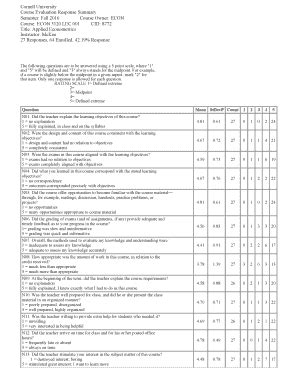 Fillable Online Course Evaluation Response Summary Fax Email Print