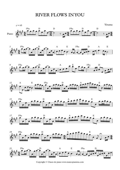 River Flows In You Arr Mateo Aguilar By Yiruma Sheet Music For Piano