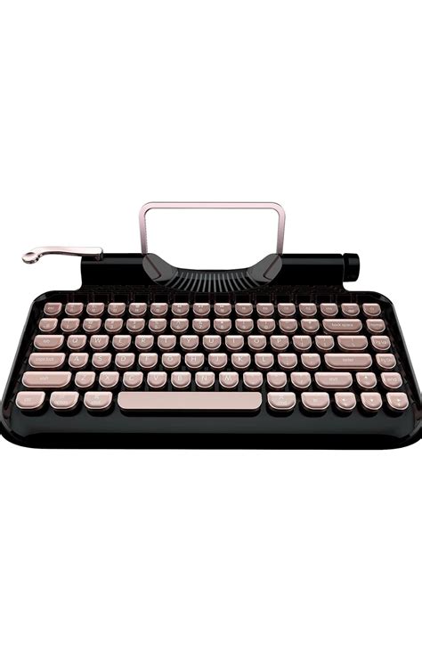 Rymek typewriter style mechanical wired wireless keyboard with tablet stand bluetooth connection ...