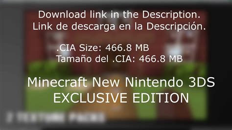 Minecraft New 3ds Edition Full Game Usa Cia Download [mega] Youtube