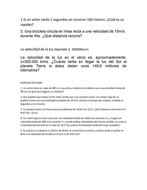 Problemas de clase documento 1 un avión tarda 2 segundos en