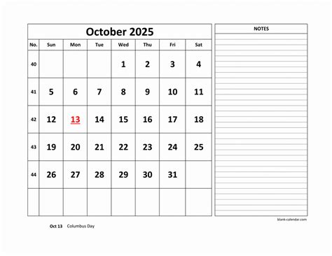 Large October 2025 Calendar Printable Free Olga Tiffie