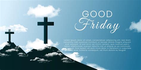 Good Friday Banner Illustration With Cross On The Hill And Realistic Clouds Good Friday Is A