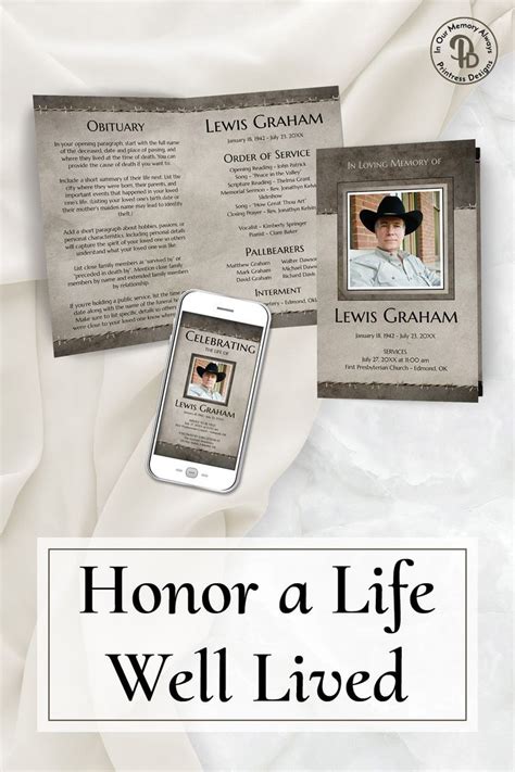 Rustic Brown Funeral Program Template Obituary Template Celebration