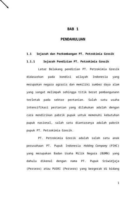 DOCX Laporan Kerja Praktek Di PT Petrokimia Gresik Departemen 2B