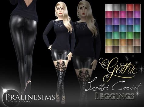 Pralinesims Gothic Leather Corset Leggins Sims 4 Clothing Corset