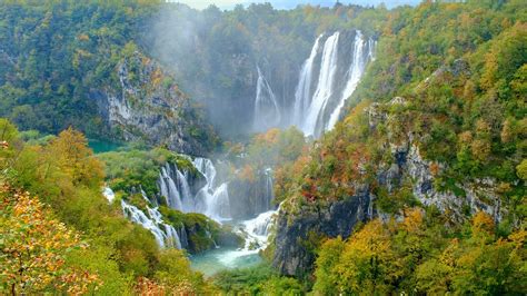 Nature Landscape Trees Fall Waterfall Water Plants Forest Rocks Plitvice National Park