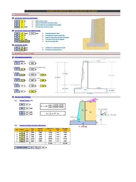 Diseño De Muros De Contención En Voladizo Sicaya Pdf Física Aplicada E Interdisciplinaria