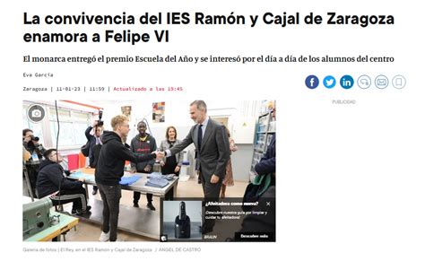 La Convivencia Del Ies Ram N Y Cajal De Zaragoza Enamora A Felipe Vi