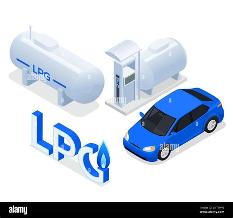 Lpg Isometric Design Concept Set Of Container With Liquefied Petroleum