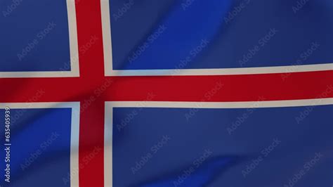 National D Icelandic Flag Waving Sign Of Iceland Seamless Loop