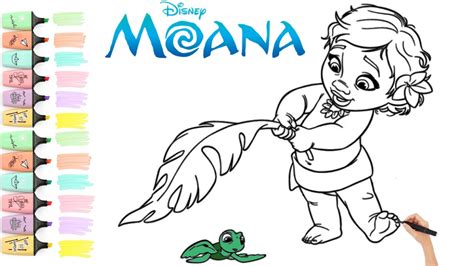 Coloring Disney Baby Moana Coloring Page Coloring Video For Kids